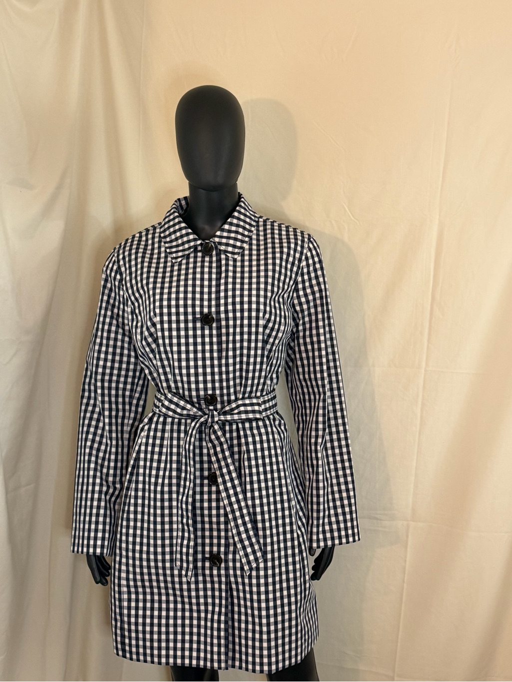 Talbots Navy & White Gingham Lined Jacket